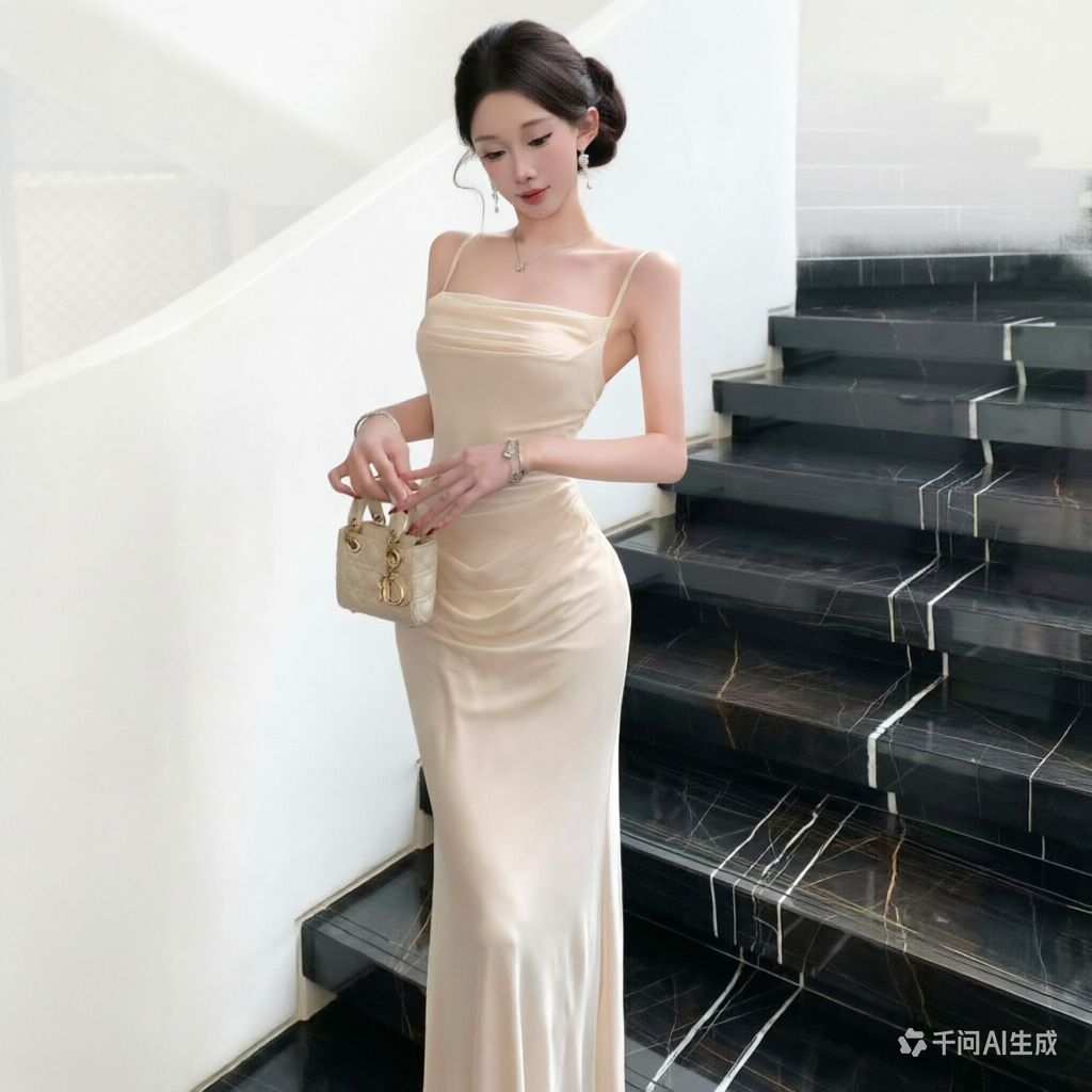 Formal Wear For Women Xl - シックなベージュのメッシュスリップドレスエレガントなイブニングドレスボディコンフォーマルウェア高級パーティー衣装洗練されたナイトドレススタイリッシュな女性用