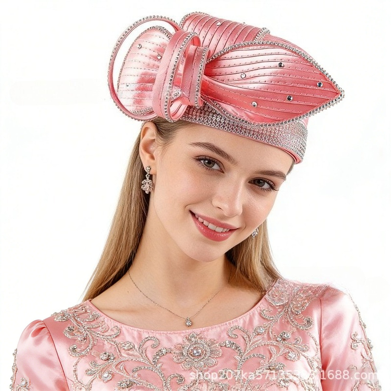 High End Women'S Formal Wear - 女性用高級ラインストーン競馬クラブティーパーティーファシネーターハットフォーマル教会用帽子写真撮影用帽子ヘッドウェアアクセサリー