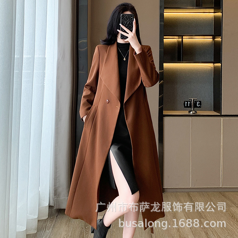 High End Women'S Formal Wear - 2025年秋冬新作レディース トレンチコート、ヨーロッパスタイル、人気ハイエンドファッション、エレガントなミドル丈コート、フォーマルウェア