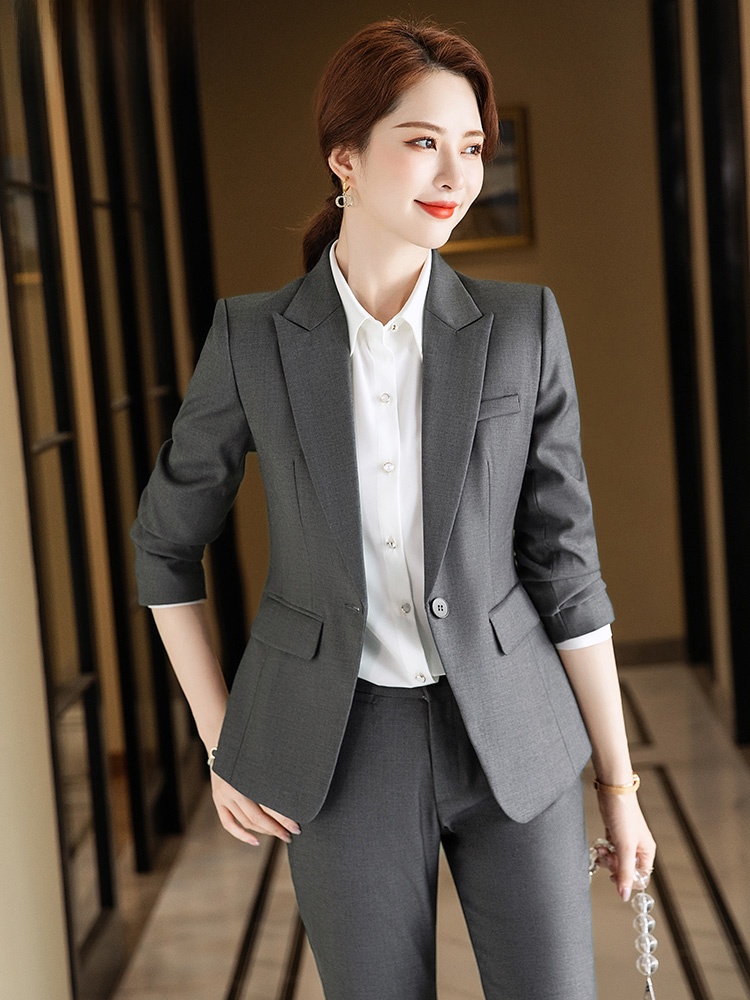 High End Women'S Formal Wear - グレースーツセット 女性用 春秋 ハイエンド ホテルマネージャー 作業服