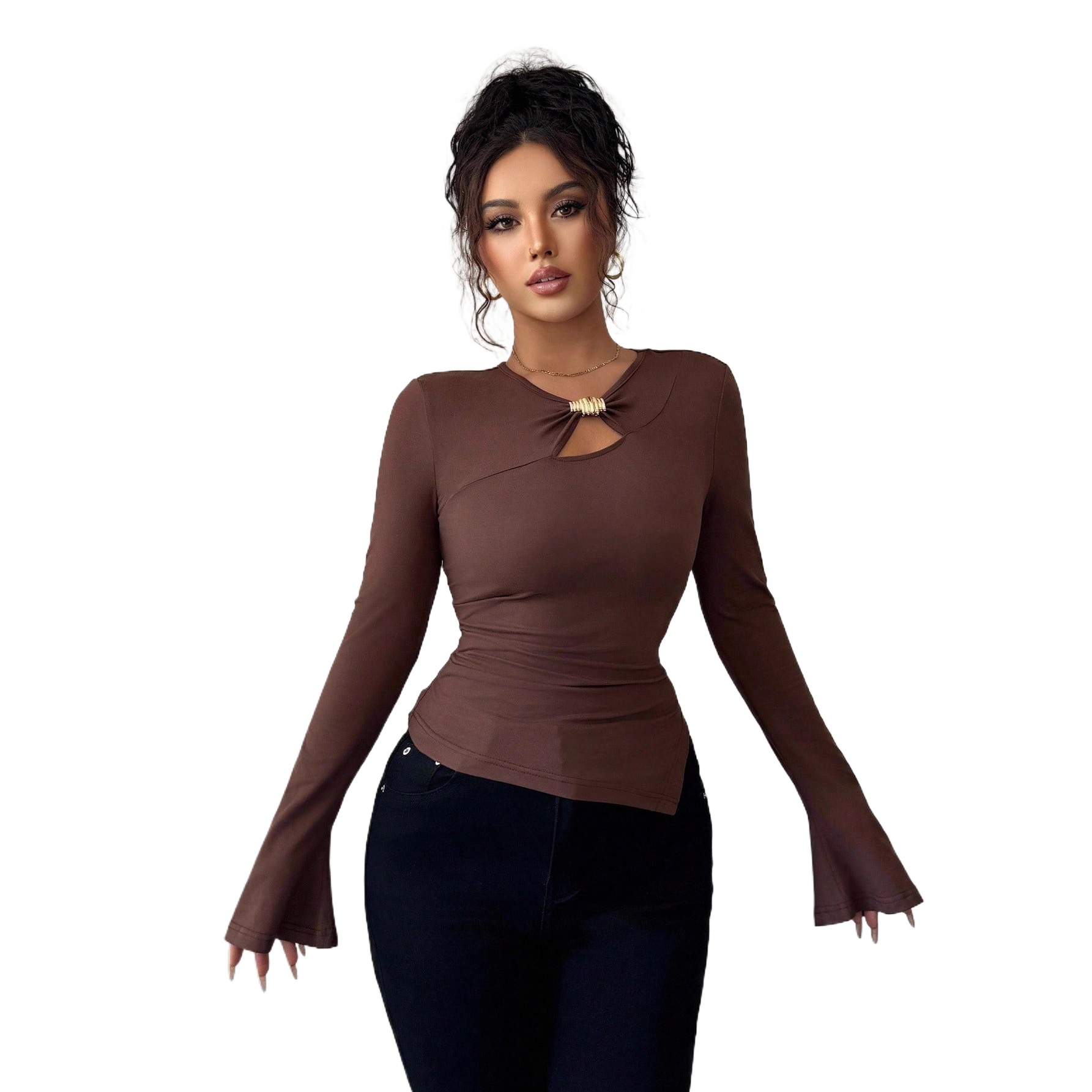 Formal Wear For Women Xl - 2025秋冬新作 アシンメトリー ホローメタル装飾 スリム＆薄型 デイリーウェア レディース