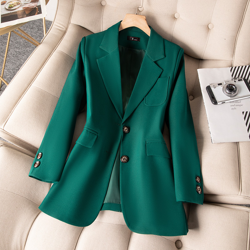 Women Formal Wear Winter - 女性用長袖シングルブレストジャケット,フォーマルコート,青,黒,緑,オフィスウェア,作業服,アウター