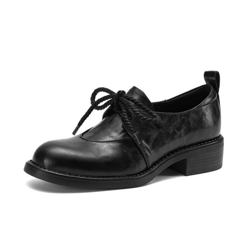 フランスのヴィンテージ風シンプルレースアップローファー、春の - Kitten Heel Women のレビューと価格