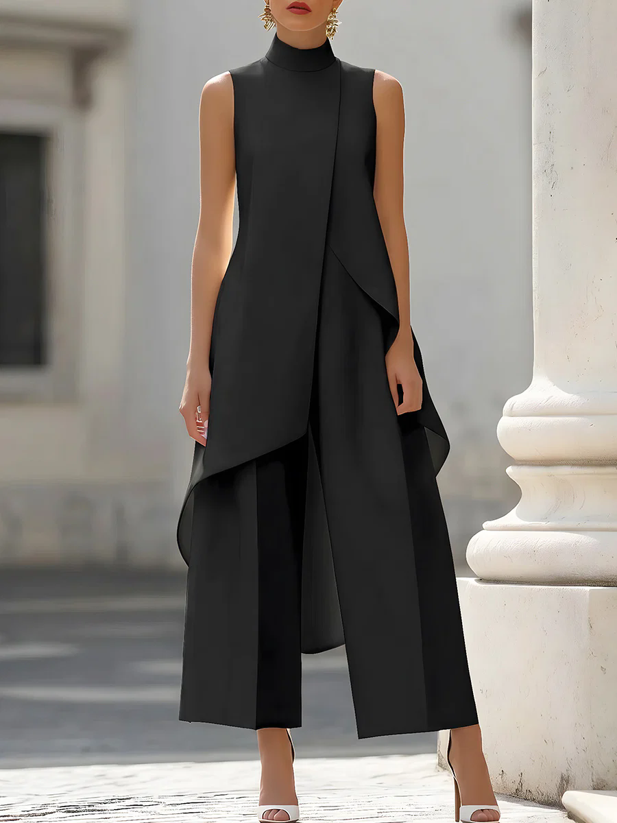 ノースリーブハイネックアシンメトリーレイヤードワイドレッグジ - Women'S Formal Wear For A Wedding のレビューと価格