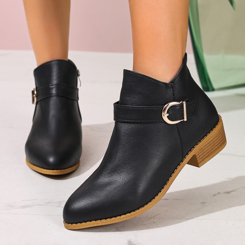 女性の秋冬アンクルブーツサイドジッパーチャンキーヒール快適で - Women Formal Wear Heels のレビューと価格