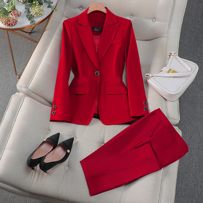 ハイエンドプロフェッショナルスーツ女性春秋長袖ブレザーとズボ - High End Women'S Formal Wear のレビューと価格