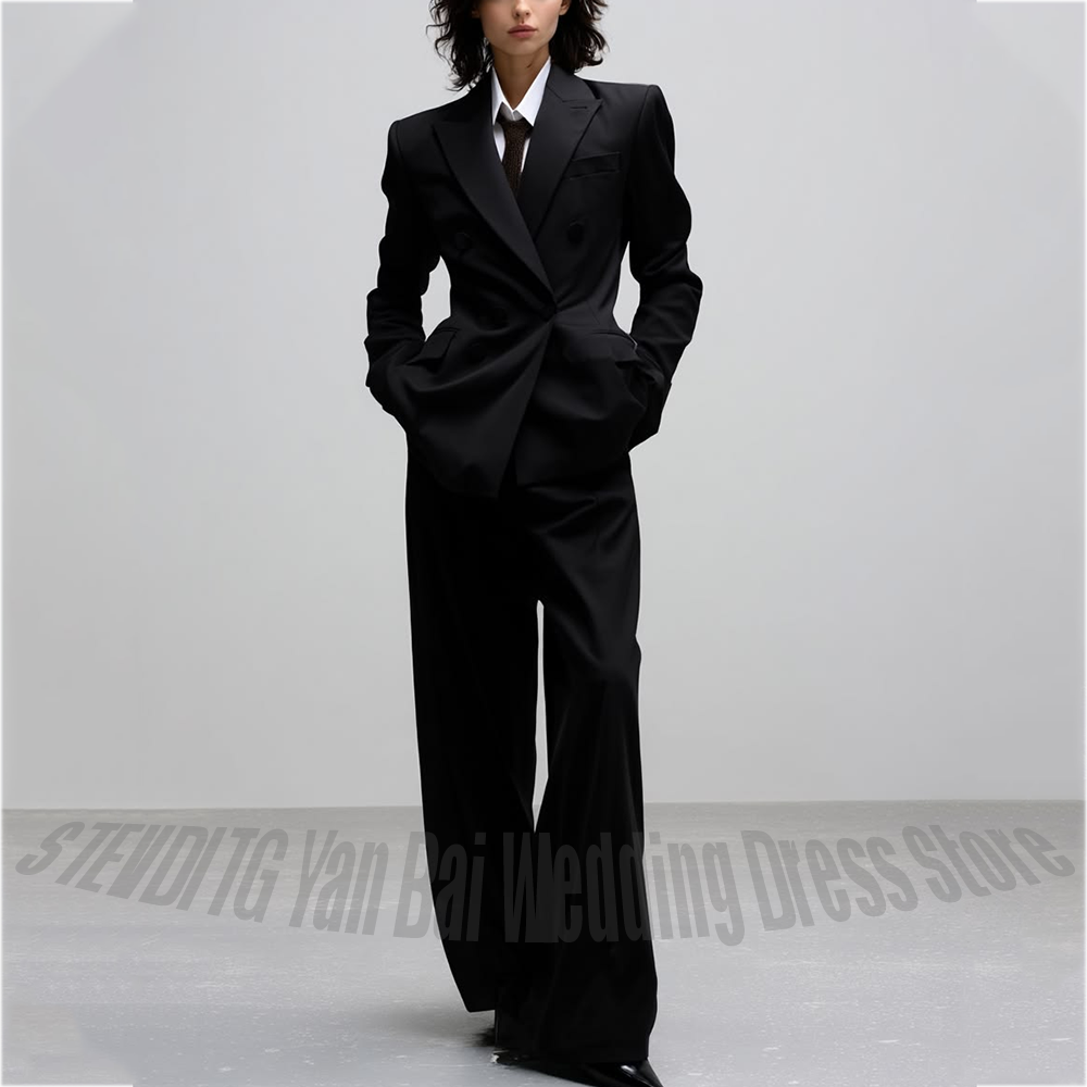カジュアルレディーススーツトレンディなソリッドブラック長袖ラ - Women Formal Wear Shop のレビューと価格