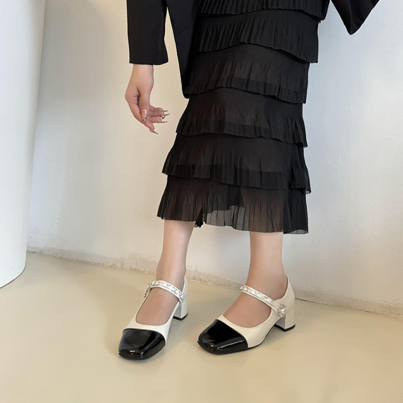 2026年 パールクラスプ 厚底ハイヒール ブラック ホワイ - Women Formal Wear Heels のレビューと価格