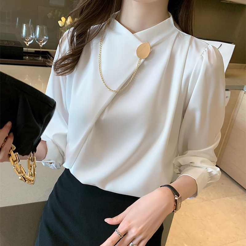 無地エレガント長袖ワークウェアシャツ女性ファッションイレギュ - Women Formal Wear Winter のレビューと価格