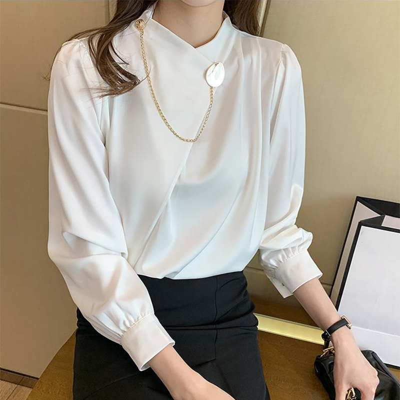 無地エレガント長袖ワークウェアシャツ女性ファッションイレギュ - Women Formal Wear Winter のレビューと価格