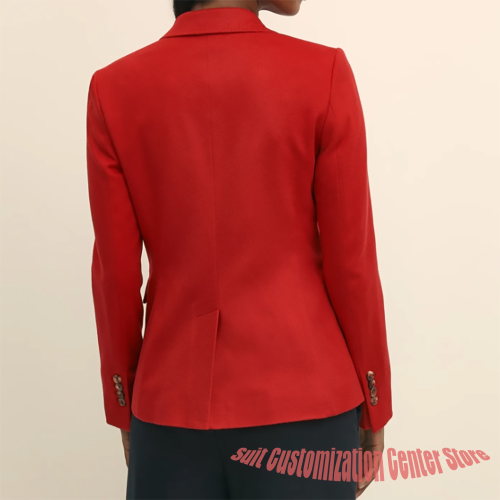 レディース ネイビー ウール服 シングルブレスト ツーピース - Women Formal Wear Winter のレビューと価格