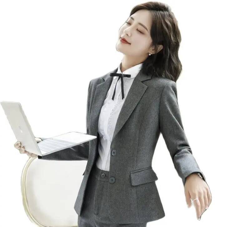 斬新なグレーのフォーマルブレザーとジャケット、コート、長袖、 - Women Formal Wear Winter のレビューと価格