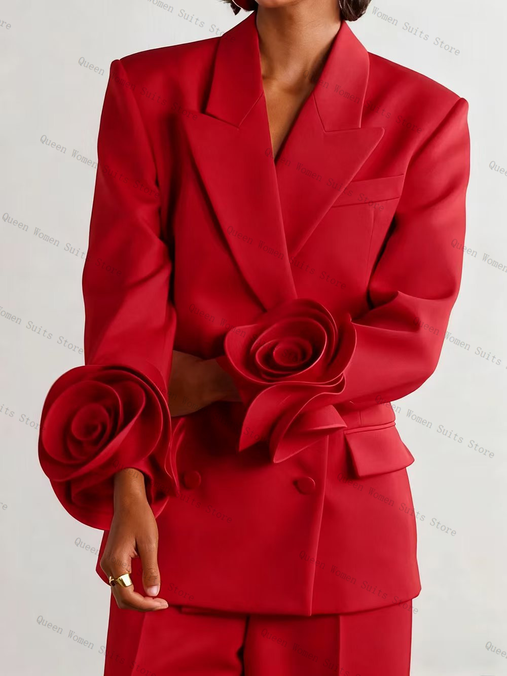 高級レッド女性スーツセット 2 個ブレザー + パンツズボン - Women'S Formal Wear For A Wedding のレビューと価格