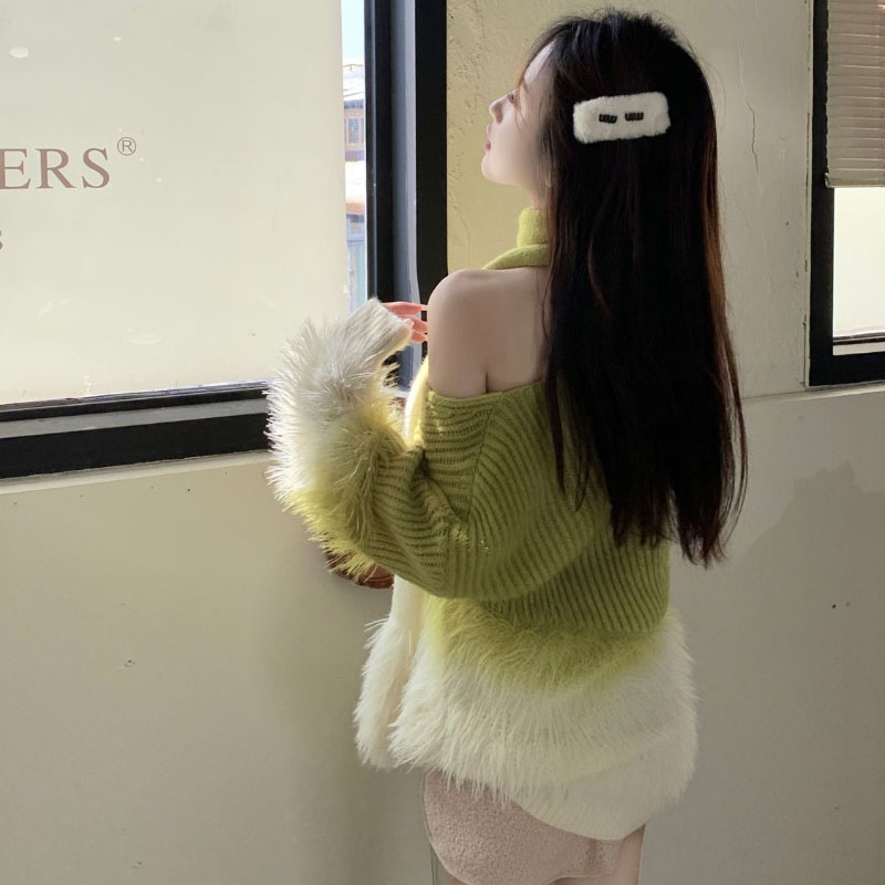 女性のグラデーション V ネックセーターミンクベルベット厚み - Women Formal Wear Winter のレビューと価格