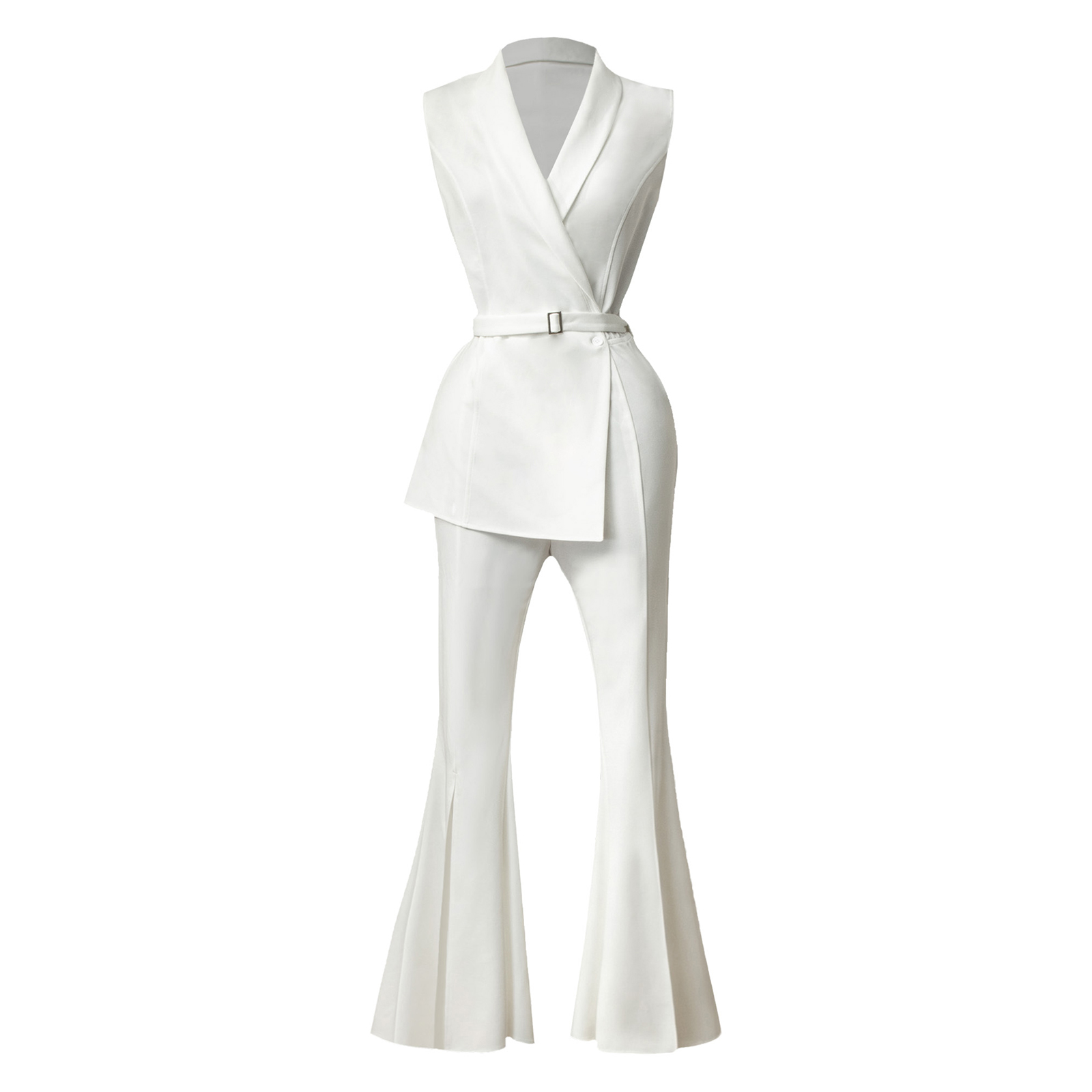 女性用ノースリーブラペルVネックジッパーフォーマルフレアジャ - Women Formal Wear Shop のレビューと価格