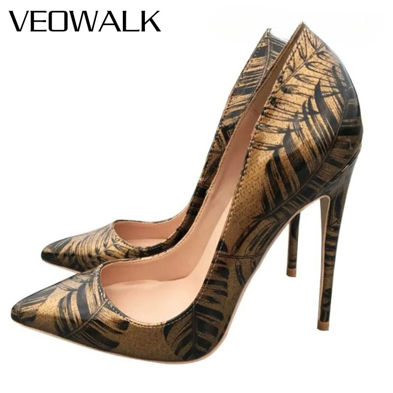 Veowalk レディース メタリック ゴールド パターン  - Women Formal Wear Heels のレビューと価格