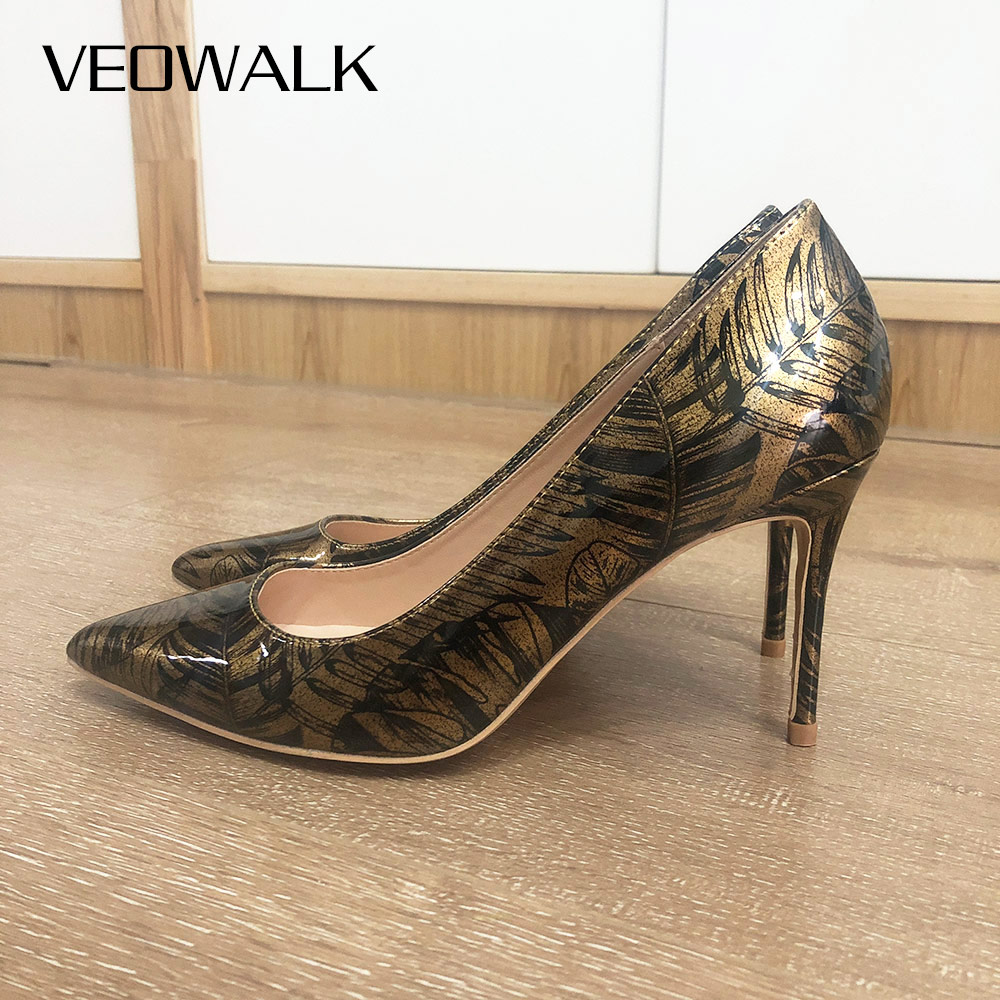 Veowalk レディース メタリック ゴールド パターン  - Women Formal Wear Heels のレビューと価格
