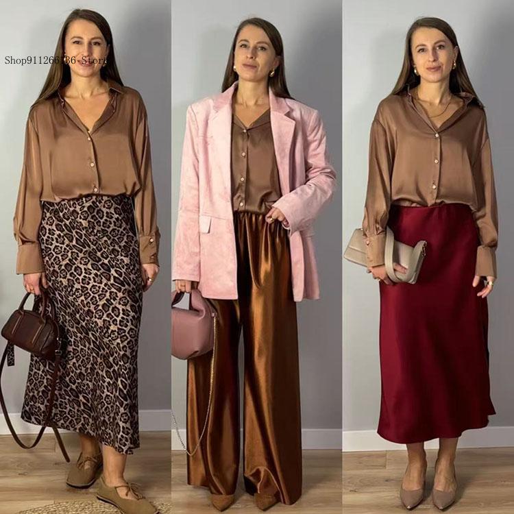 女性用ボタンシルク エレガントなオールマッチオフィスウェア  - Women Formal Wear Winter のレビューと価格