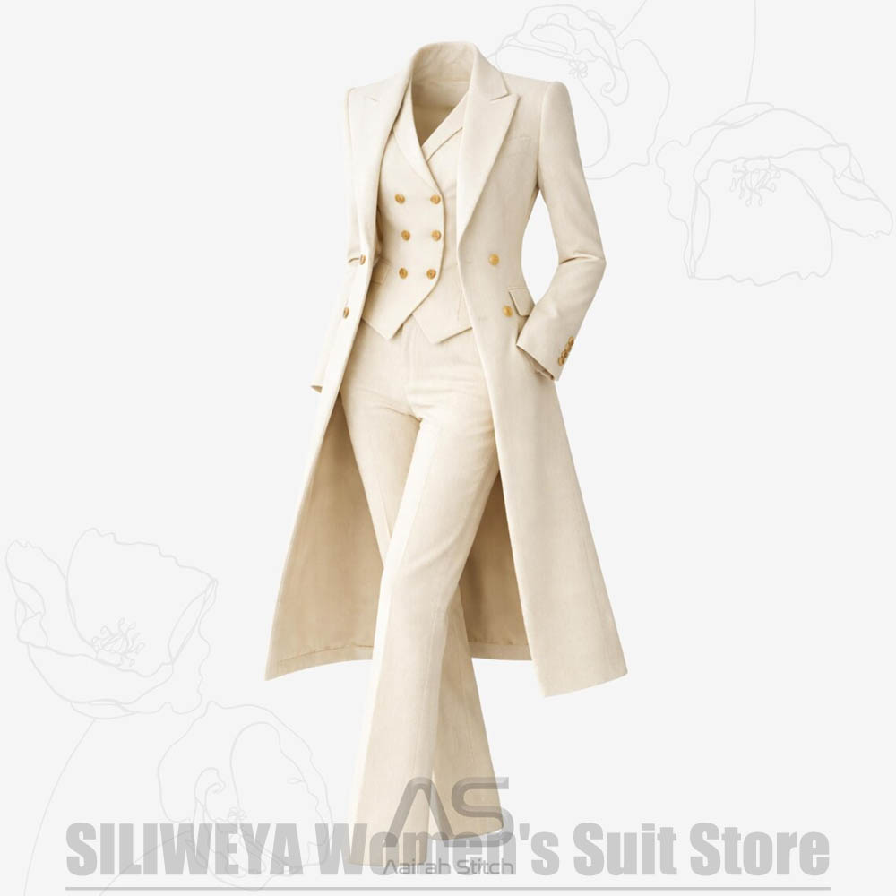 レディーススーツ 3ピース ダブルブレスト ロングコート ベ - Women'S Formal Wear For A Wedding のレビューと価格