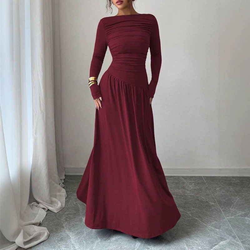 エレガントなレディースフォーマルドレス、控えめなボートネック - Women Formal Wear Winter のレビューと価格