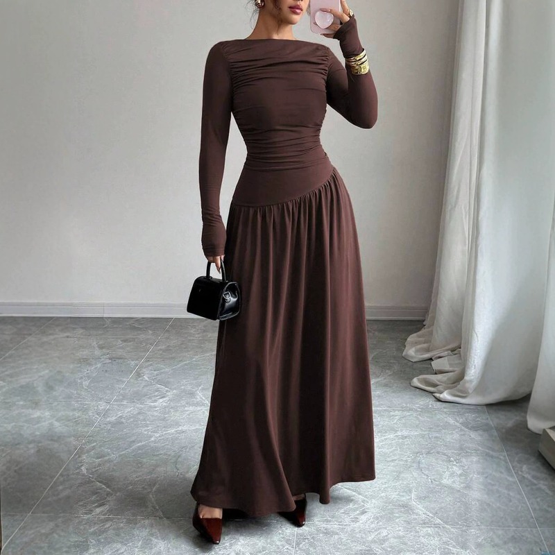エレガントなレディースフォーマルドレス、控えめなボートネック - Women Formal Wear Winter のレビューと価格