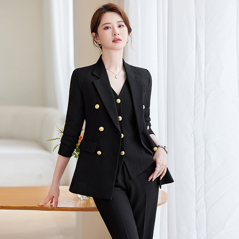 女性用ネイビーブルースーツセット、春と秋のプロフェッショナル - High End Women'S Formal Wear のレビューと価格