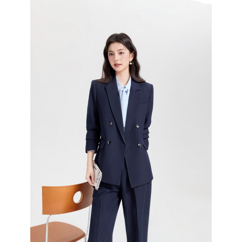 ネイビーブルーのダブルブレストレディースビジネススーツ202 - High End Women'S Formal Wear のレビューと価格