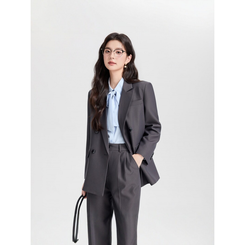 ネイビーブルーのダブルブレストレディースビジネススーツ202 - High End Women'S Formal Wear のレビューと価格