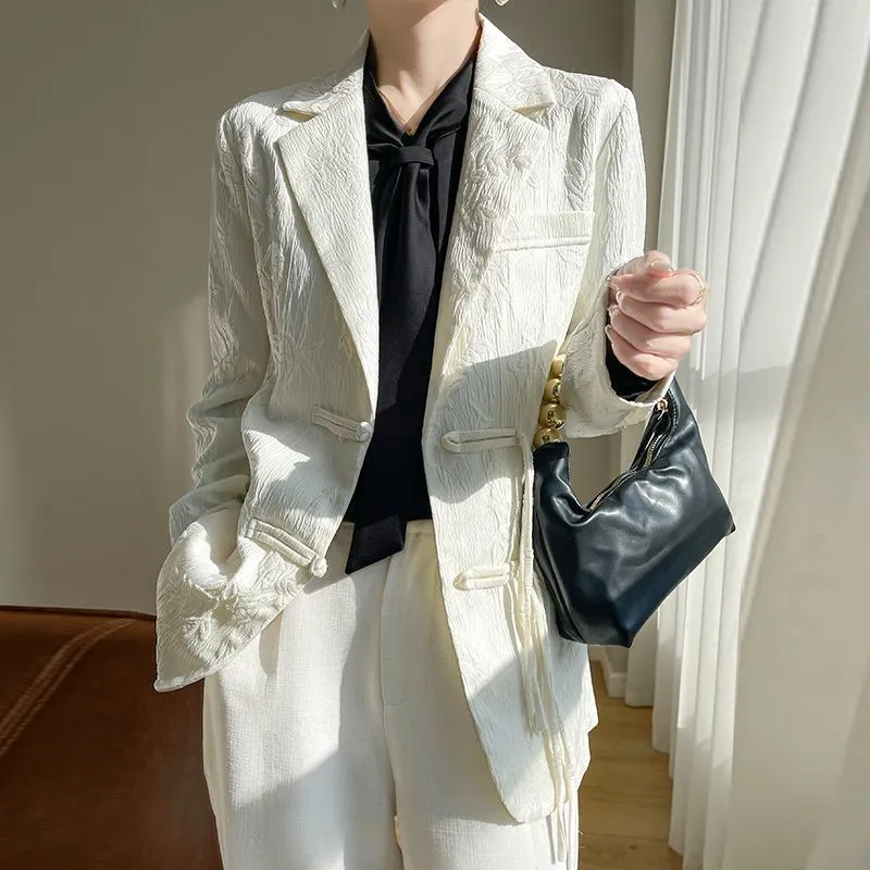 レディース ホワイト テクスチャード ブレザー ジャケット  - Women Formal Wear Coat のレビューと価格