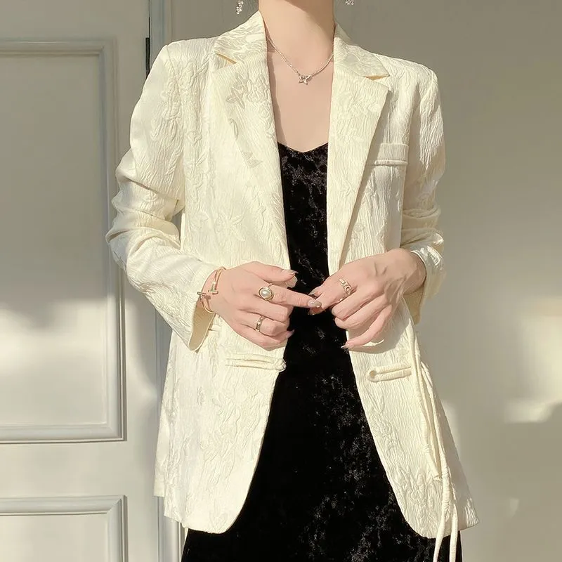 レディース ホワイト テクスチャード ブレザー ジャケット  - Women Formal Wear Coat のレビューと価格