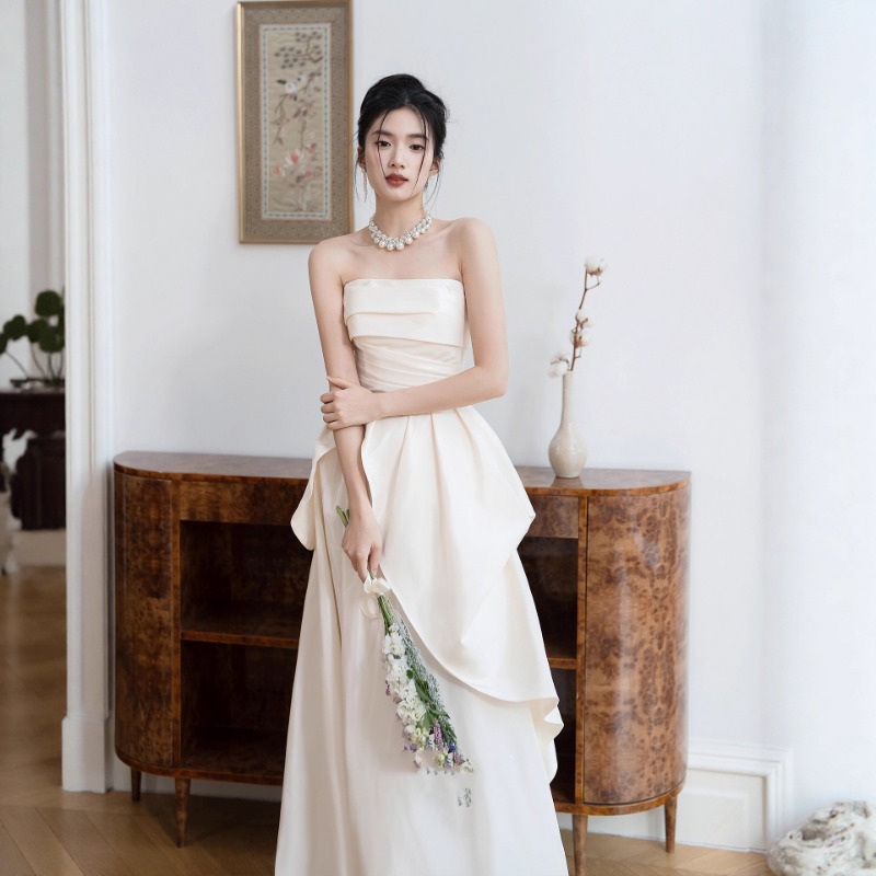 フランス風ストラップレスの花嫁の婚約ドレス、女性向けニッチな - Shift Dress Sleeveless のレビューと価格