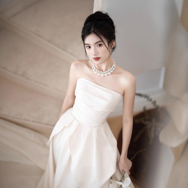 フランス風ストラップレスの花嫁の婚約ドレス、女性向けニッチな - Shift Dress Sleeveless のレビューと価格