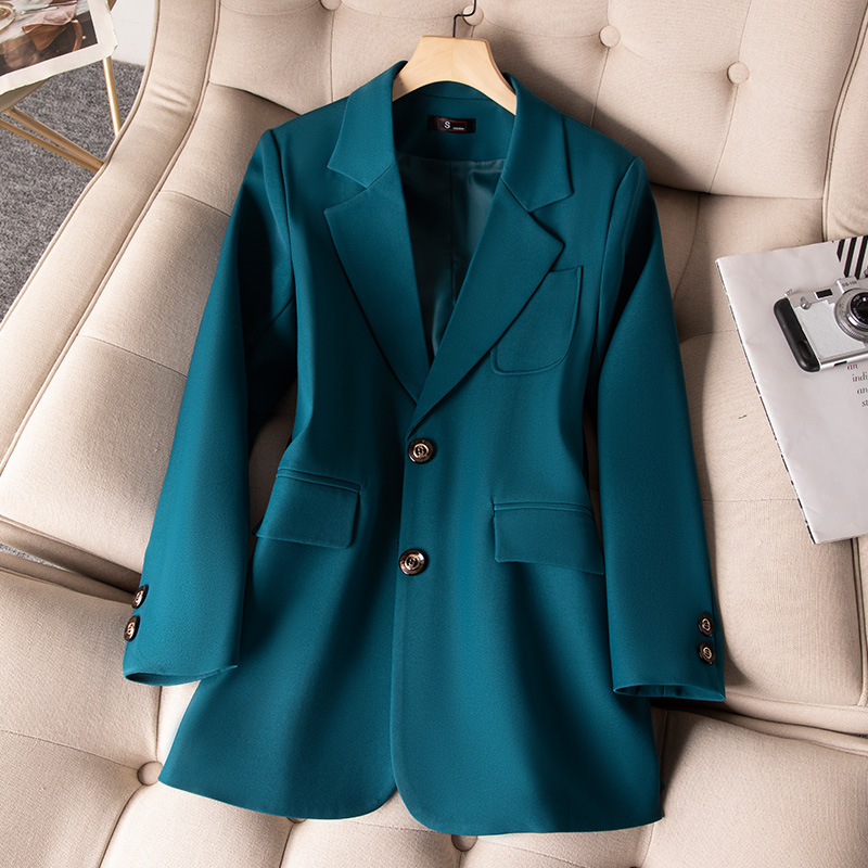 女性用長袖シングルブレストジャケット,フォーマルコート,青, - Women Formal Wear Winter のレビューと価格
